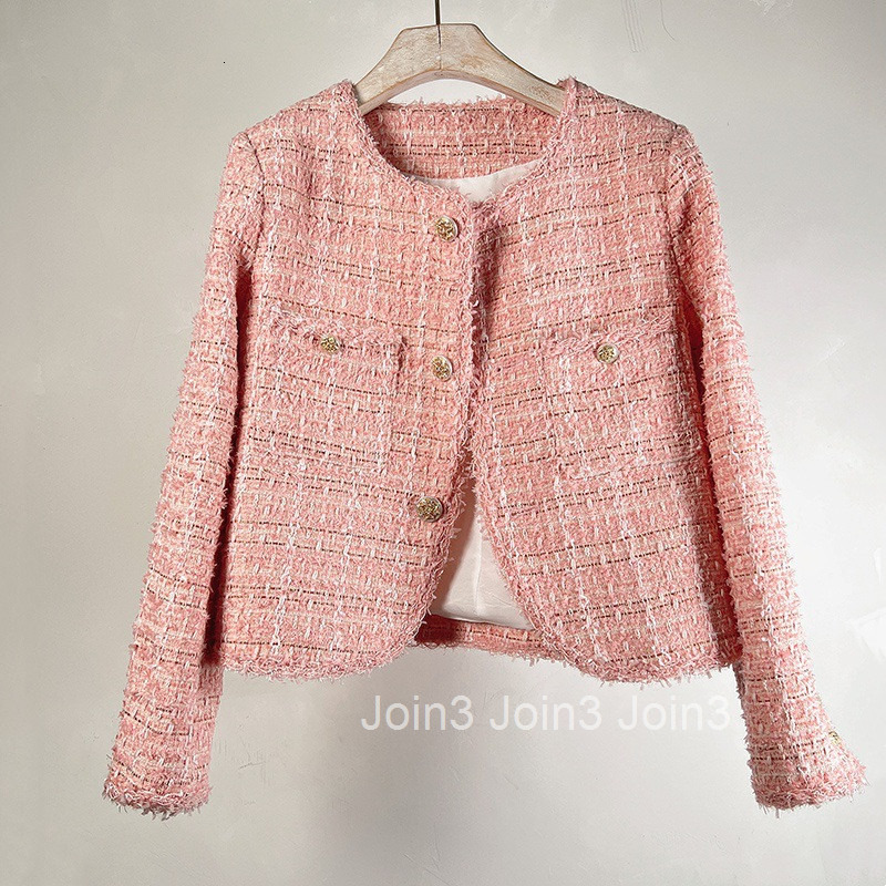 Little Fragrance Jacket for Women Thin Spring Autumn New Fashion Petite Style Height-Enhancing Tweed Slim Fit