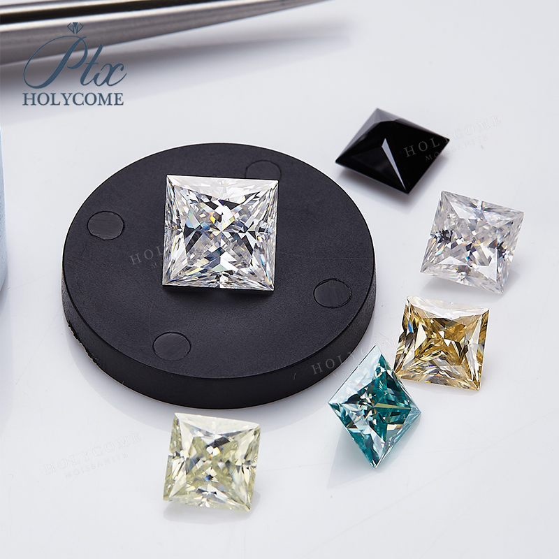 New EU Quality Rare Princess Cut Moissanite VVS Loose Stone 0.3-10ct Super White GRA Certified Princess Square Shape Moissanite Pass Tester Diamonds
