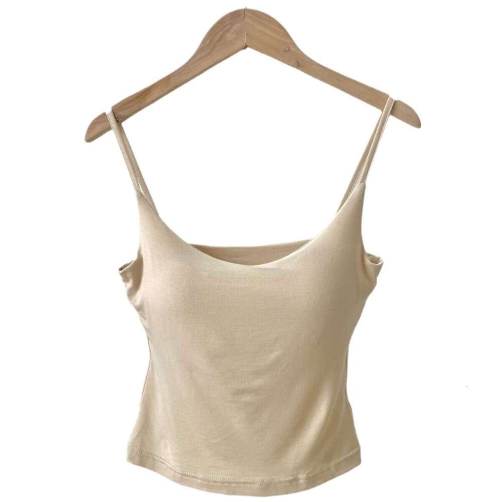 Designer T Shirt Summer Solid Color Camisole Vest For Women With Built-In Chest Pad, Expanding Chest, Suitable For Outerwear And Innerwear, Slim Fit B