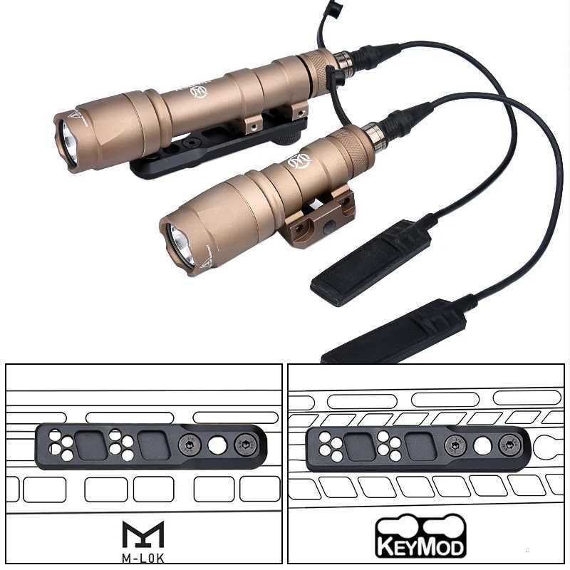 WADSN Tactical Airsoft M300A M600C Metal Flashlight LED White Scout Light M-LOK Keymod Picatinny Rail Offset Base Installation XJ250728
