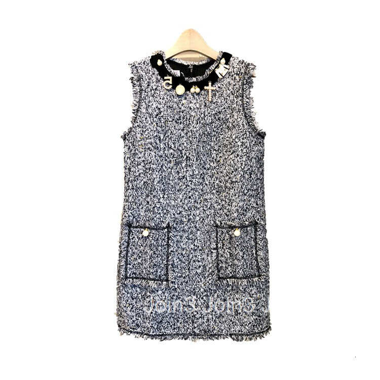autumn and winter coarse woolen fabric temperament celebrity Street vest dress