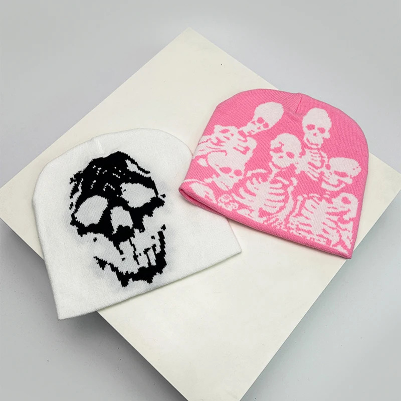 Skull Grimace Wool Bucket Knitted Hats Color Block Warm Comfortable Autumn and Winter Versatile Punk Fashion Hip Hop Street Style 250724