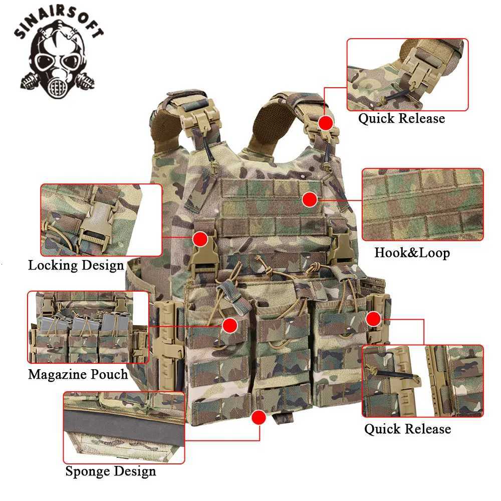 SINAIRSOFT Tactical Nylon Vest With Quick Release Security Molle Multi-camo Plate Carrier Chaleco Hunting Vests Z250728