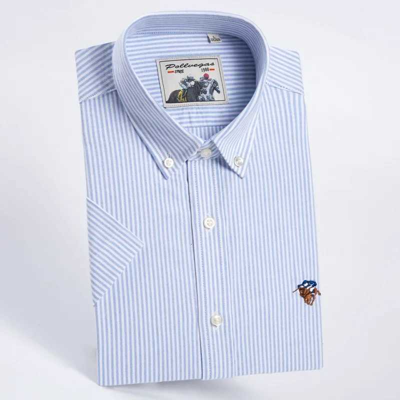 100% Cotton Short Sleeve Shirts for Men Slim Fit Formal Shirt Office Designer Tops Thin Summer Embroidery Tops y250728
