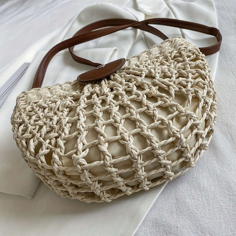 2025 Fashion woven shoulder bag designer beach Bags grass woven women's embroidered thread fashion cross bag, female niche design shoulder bag