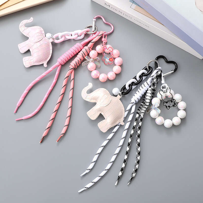 INS New Braided Rope Fashion Versatile Miu Style Bag Charm Cartoon Elephant Keychain Pendant