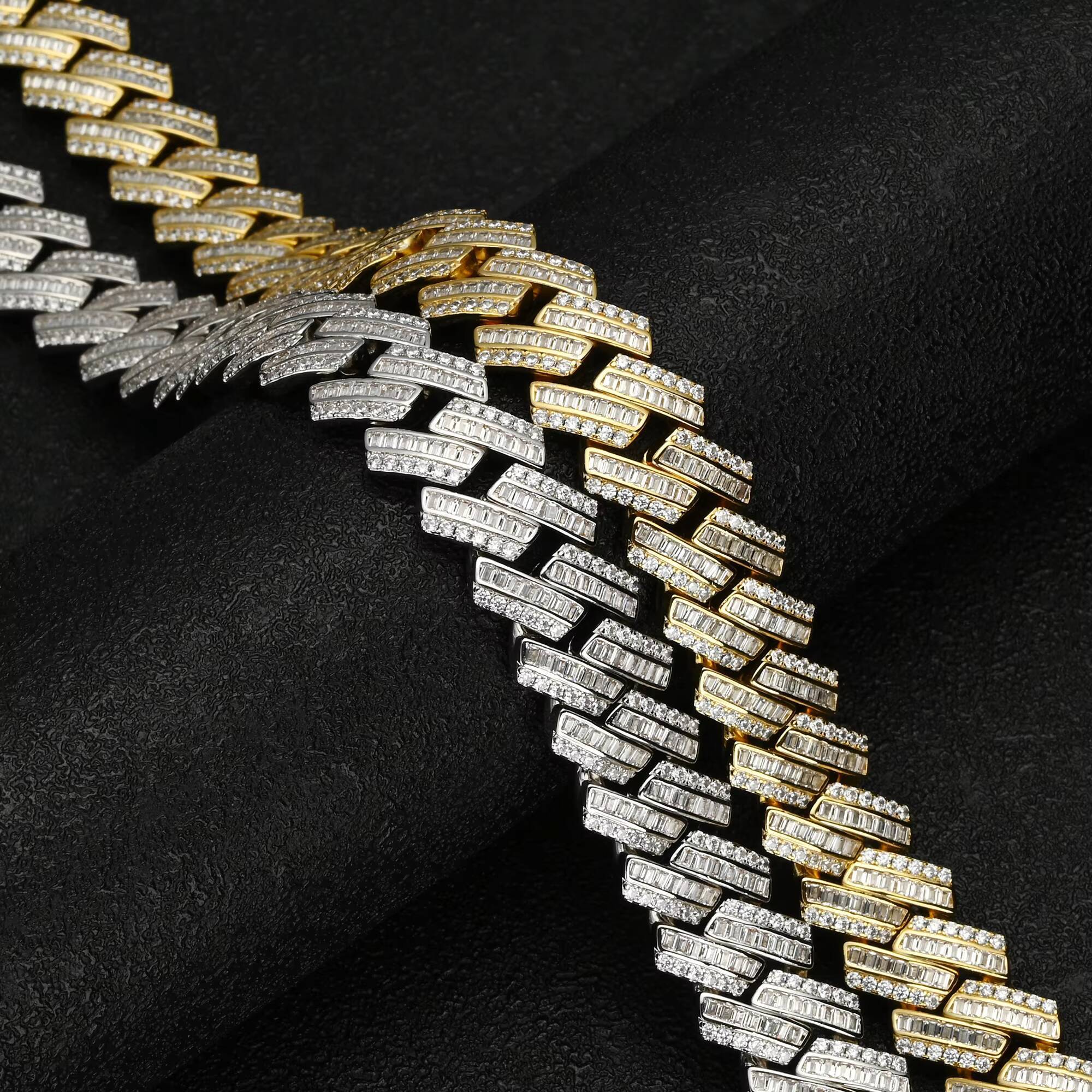 New Arrivals Plated 925 Silver Gold Cuban Chain Necklace Fashionable VVS Moissanite Hip Hop Style with Copper Chic Iced Style