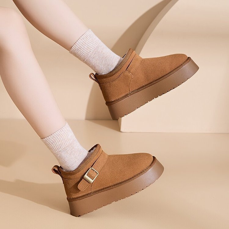 Hot New Free Shipping designer for womens boots khaki brown Seasonal new retro French fashion versatile thick soled casual cotton shoes