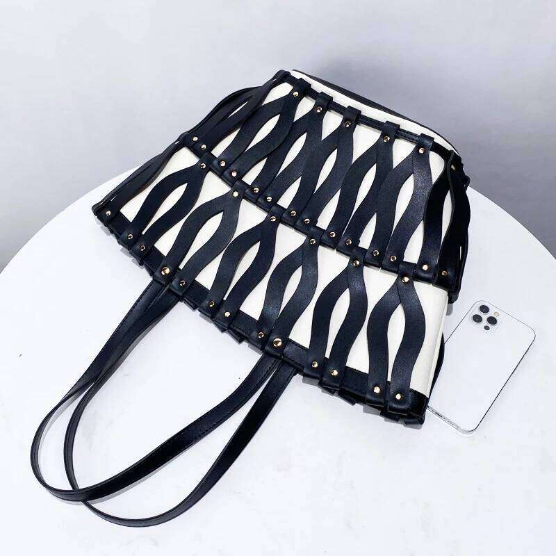 Women's Bags Designer Women's Bags Designer Beach Tote Bags For Women Designer Handbags Purses New In PU Canvas Weaving Hollow Large Capacit