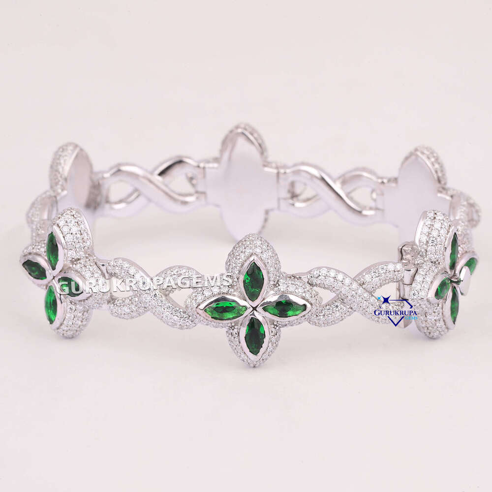 Fancy Shape Hip Hop Color Dia Sier Flower Iced Out Moissanite Infinity Link Bracelet fashion bracelets