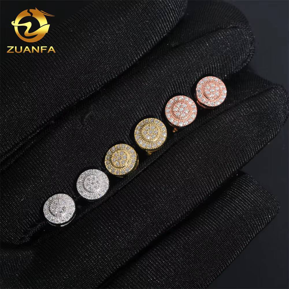 14K Real White Gold Round Lab Diamond Cluster Earrings EverLasting Gift for Women Men Fine Jewelry