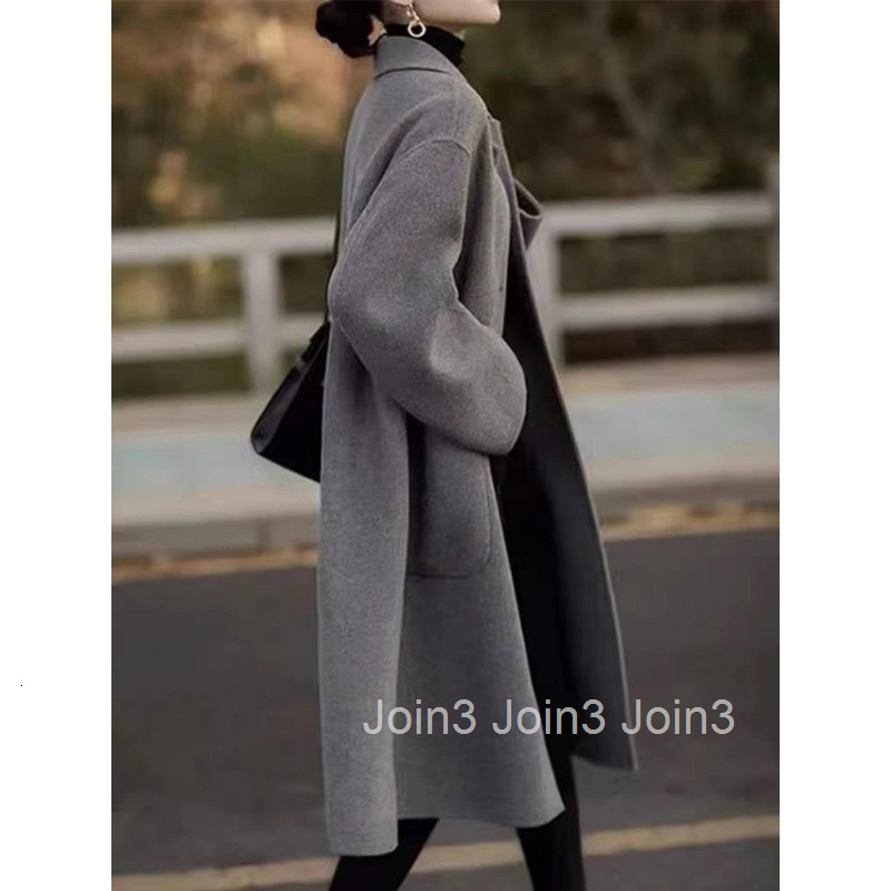 Winter Spring New Woolen Coat for Women Plus Size Loose Slimming Mid-Length Turn-Down Collar Buttoned Woolen Coat for Women