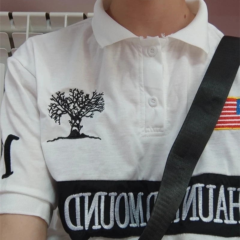 Haunted Mound Classics Y2K T Shirts Womens Rock Embroidery Loose Shirt Round Neck Short Sleeve Harajuku Hip Hop Polo Shirt Tops 250728