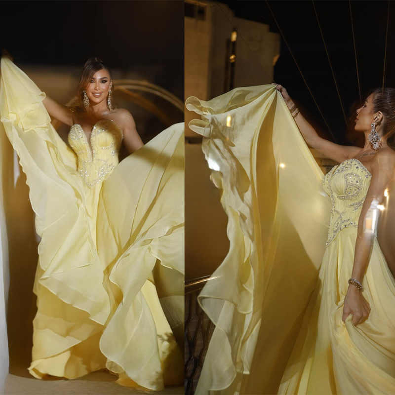 Fashion Evening Dresses For Women Sweetheart Neck Sleeveless Gown Sequins Appliques Floor Length Dress Party Customized Dress