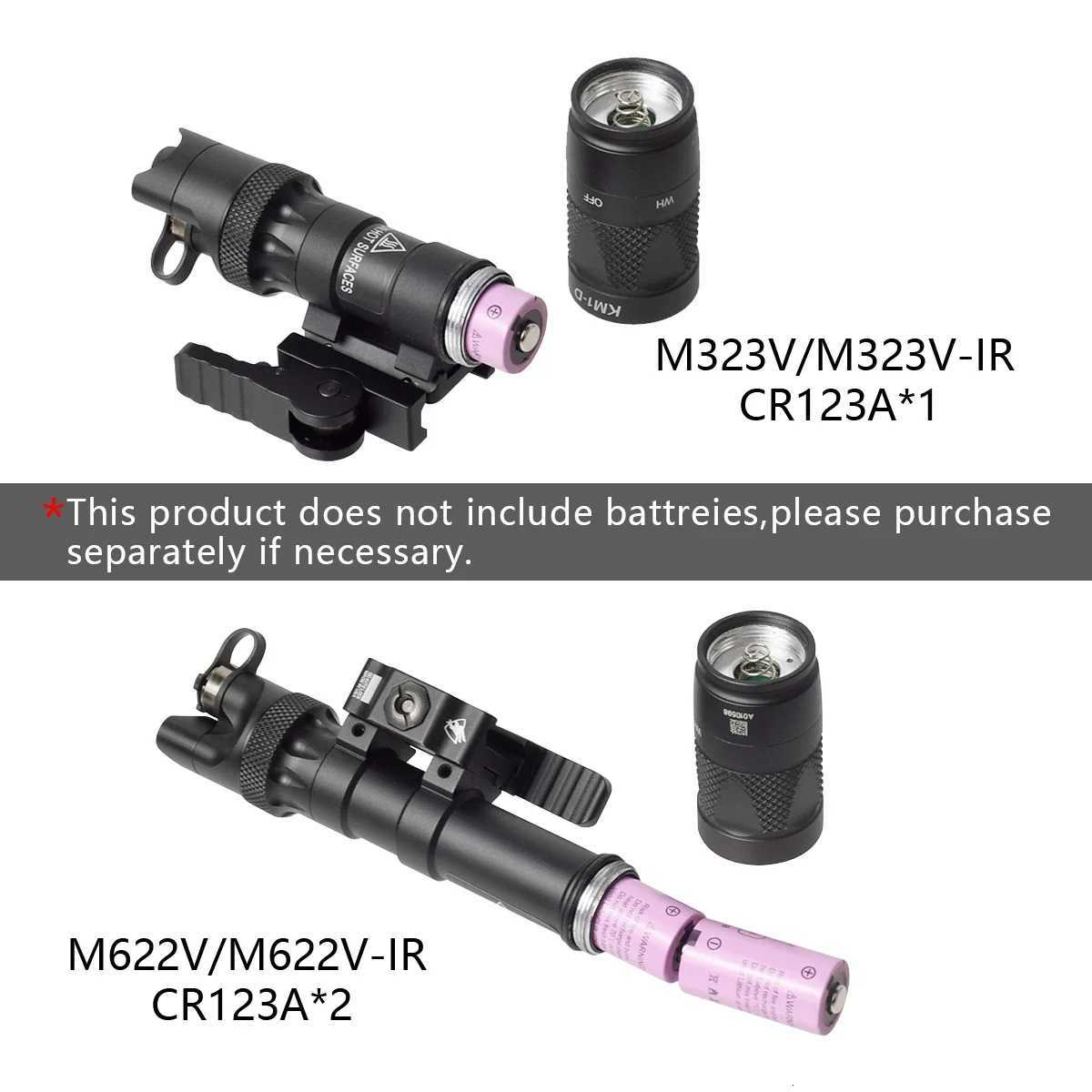 Airsoft M300 M600 M323V M622V M323V-IR M622V-IR Tactical Scout Light Weapon Flashlight Hunting Spotlight M300A Gun Lamp R250728