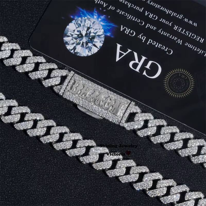 Classic Design Iced Out Men Hip Hop Necklace 10MM Moissanite Cuban Link Chain With Name Clasp