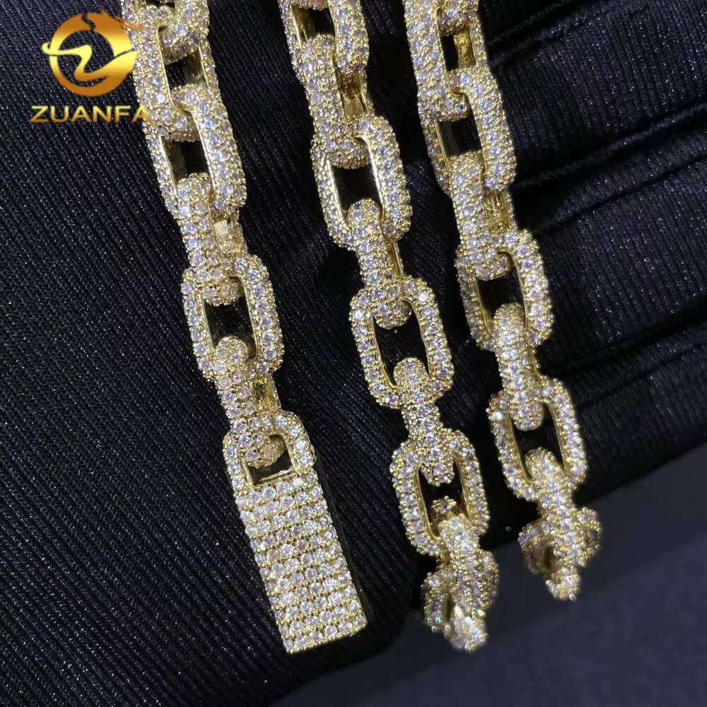 Fine Jewelry Pass Diamond Tester Hip Hop Iced Out 8mm VVS Moissanite Diamond Franco Infinity Link Chain Necklace
