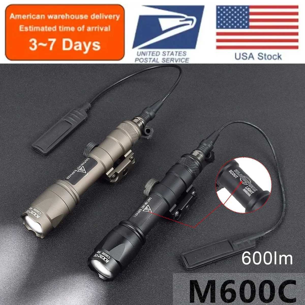 US Warehouse M600B M300B M300C Ultra Tactical Scout Light Rifle Weapon Flashlight Hunting Momentary Pressure Switch MLOK XJ250728