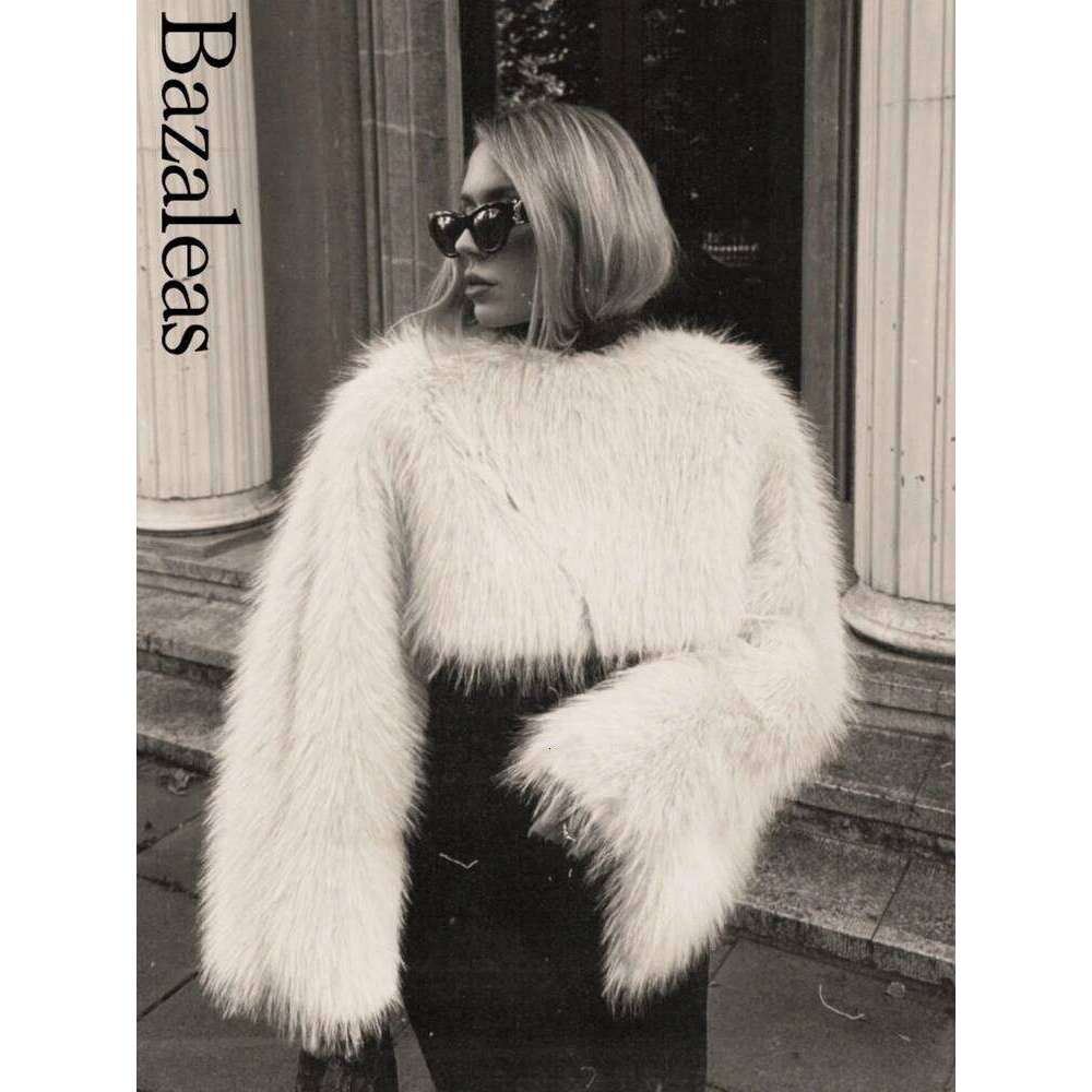 Store Warm Faux White Pullover Croppped Fur Soft Outwears Winter Coat For Women 2024