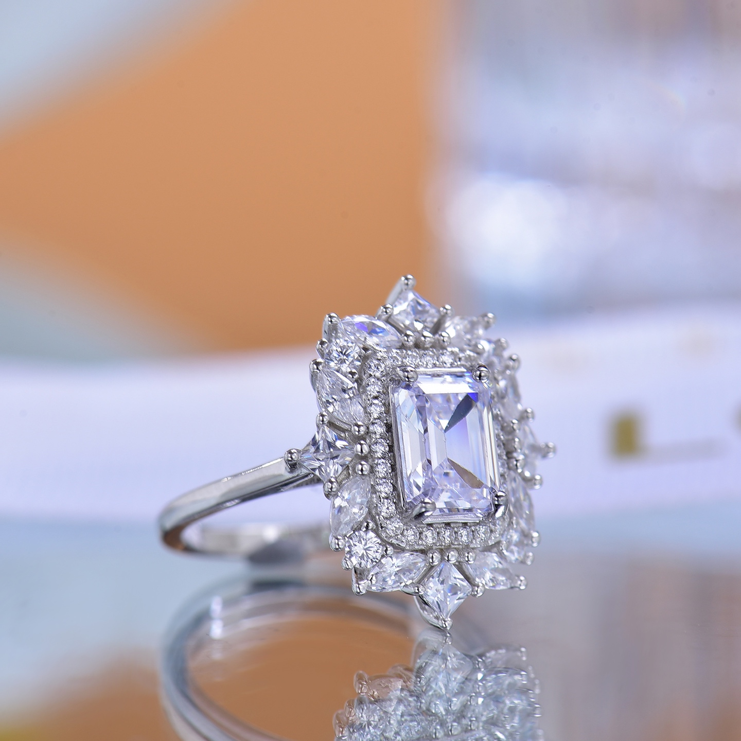 Enchanting Star and Moon Moissanite Ring - Ideal Gift for Expressing Devotion, Shiny Gem Accessory with a Cosmic Touch Moissanite Ring Gift Ring