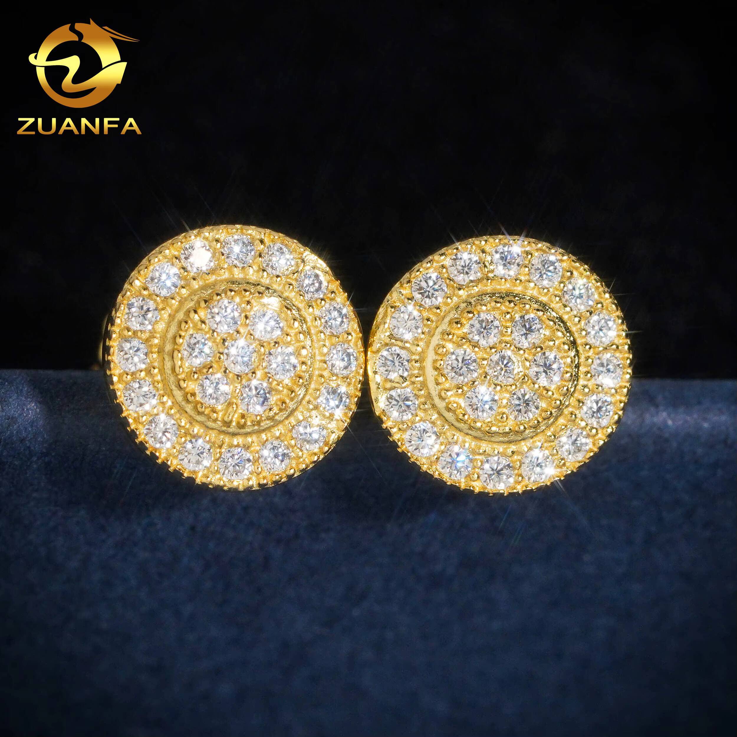 14K Real White Gold Round Lab Diamond Cluster Earrings EverLasting Gift for Women Men Fine Jewelry