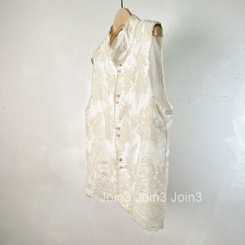 New Chinese Style Heavy Embroidery Vest for Women White High-End Stand Collar Embroidered New Chinese Style Loose Vest for Women
