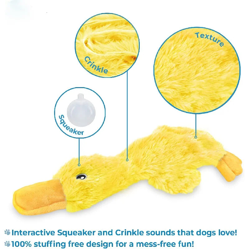 Dog Plush Sound Toys Yellow Duck Puppy Squeaky Interactive Stuffed Toy Bite Chewing Rattle Pet Supplies For Indestructible Dogs 250729