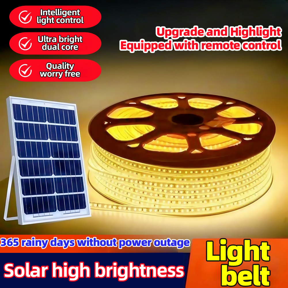 Solar Strip Self-Adhesive Waterproof Courtyard Villa Atmosphere Outdoor Super Bright LED Line String Flashing Light