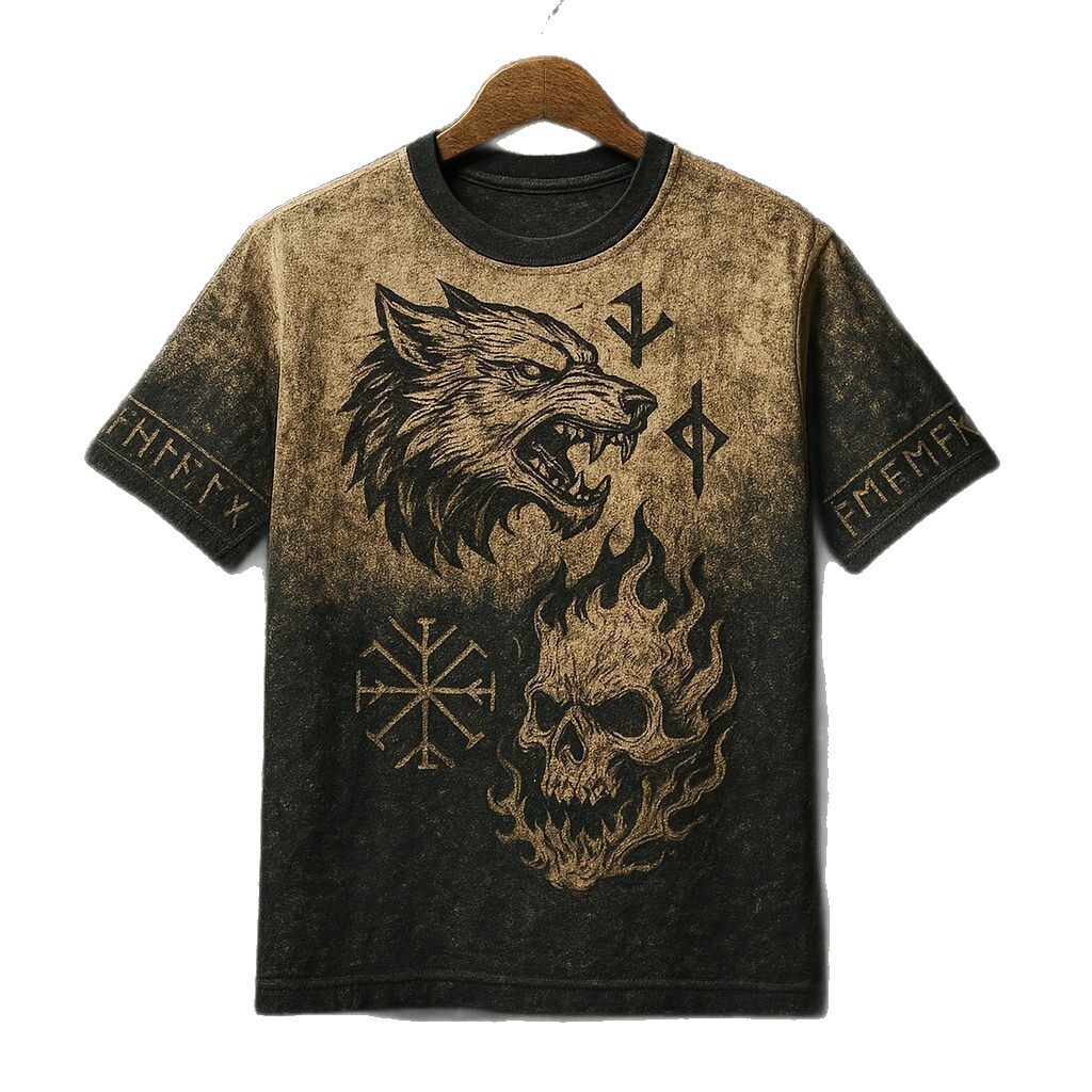 2025 Tough Guy Mens Crew Neck T-Shirt Trendy Dark Fashion Printed Short Sleeve Top D Brand