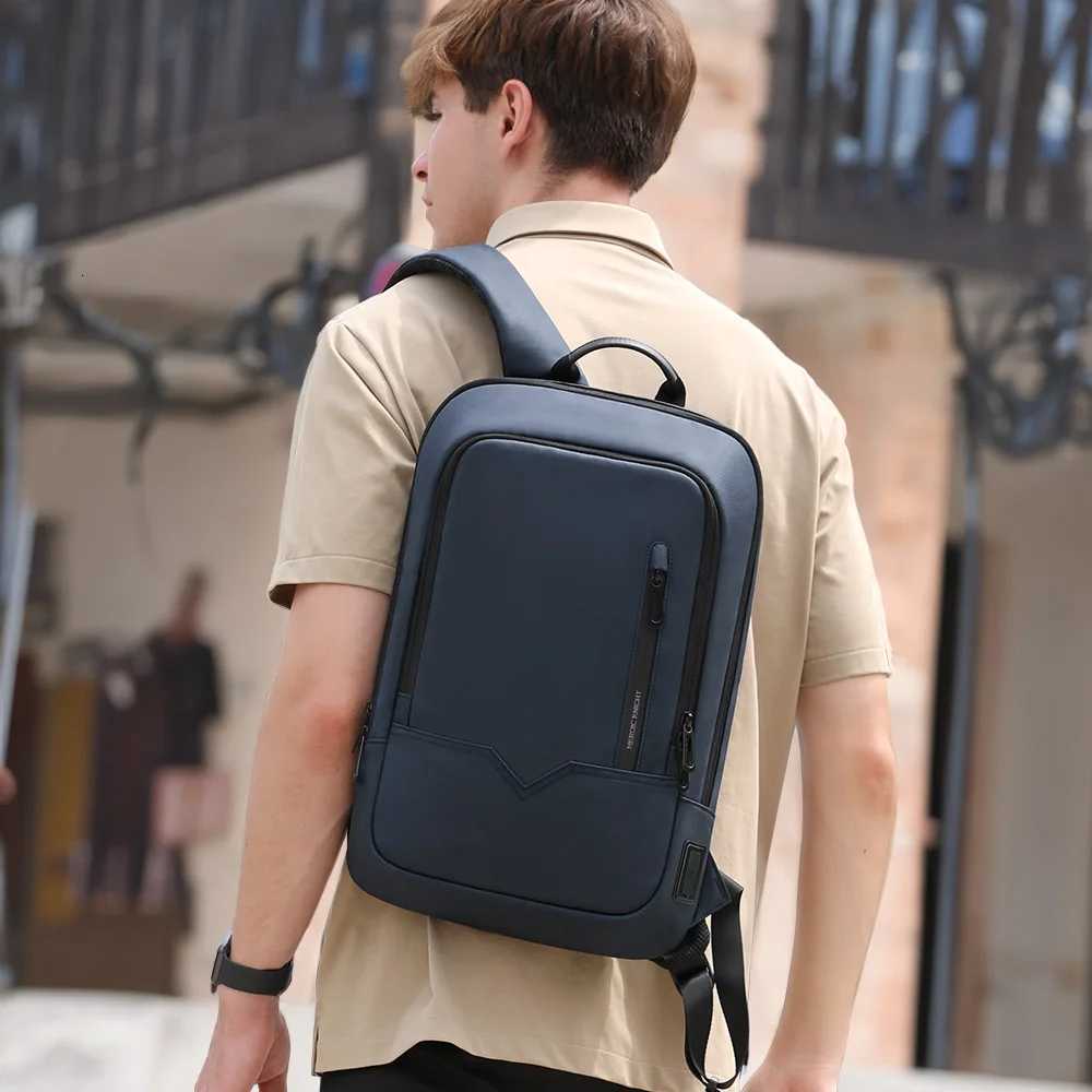 HK Slim Backpack For Men 15.6 Inch Laptop Bags Waterproof Minimalist Business Backpack With USB Charging Casual Travel Work Bag S250728