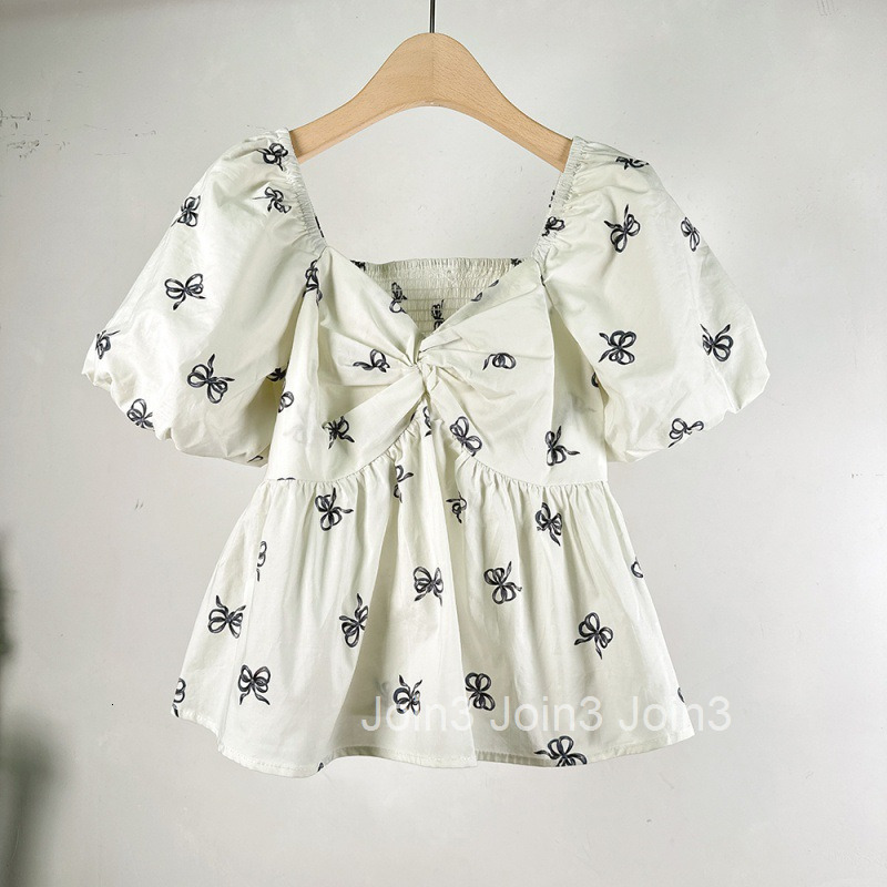 Sweet and Spicy Fairy Style Bow Tie Short Sleeve Shirt for Women Summer New Niche Design Short Top for Women