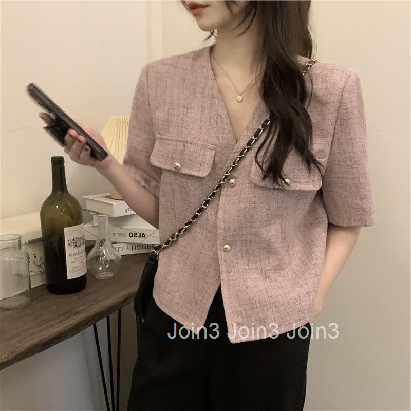 Internet Celebrity Short Sleeve Top for Women Summer Design Sense Niche New Fashion Small Fragrance Style Plus Size Short Sleeve Shirt Womens Blouse