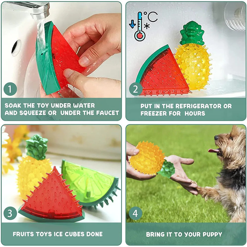 Pet Freezable Cooling Chew Toy Dog Cat Summer Pineapple Lemon Watermelon n Durable BiteResistant Ice Frozen Toys 250729
