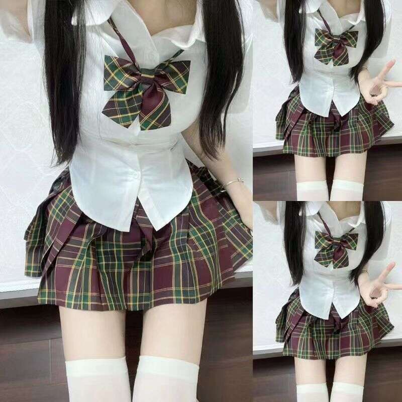 Designer T Shirt Original JK Uniform Set For Female Students, Pure Desire Style Shirt, Waist-Cinching Slimming JK Shirt, Pleated Skirt Two-Piece Set