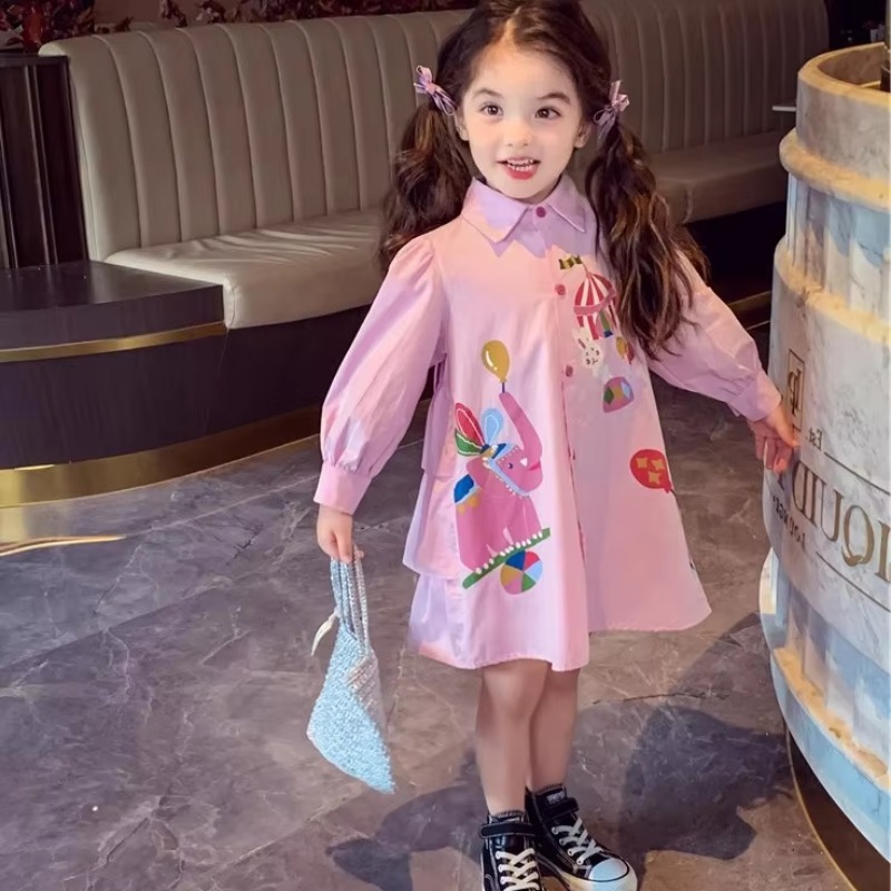 Girls Casual Dresses Back Bow Blouse Dress Spring Korean-style Blouse New Stylish Children's Clothing Girl's Spring Dress