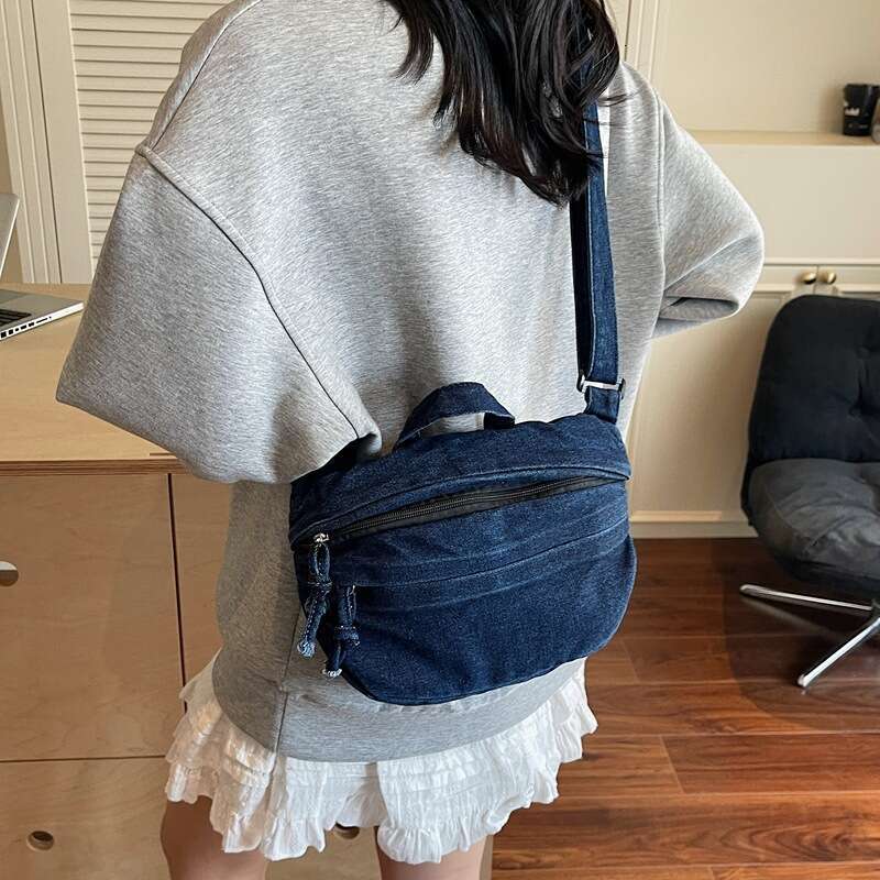 Denim Small for Women, Artistic Design, Handheld Lightweight Versatile Stylish Single Shoulder Crossbody Bag