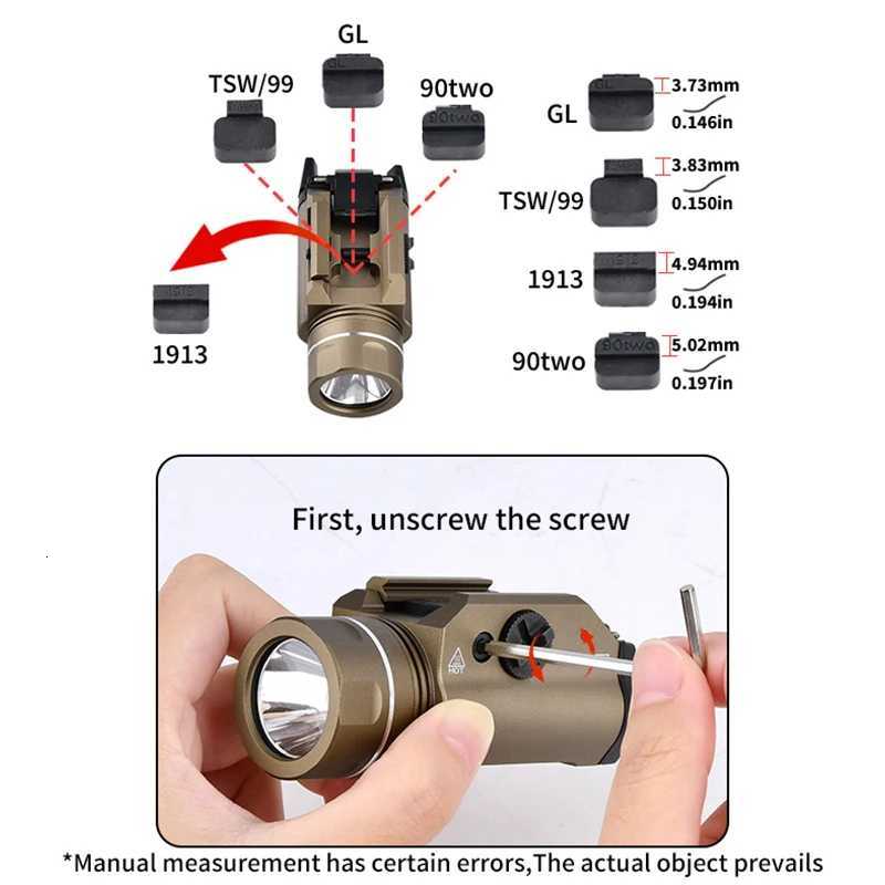1 TR1 Pistol Lamp Flashlight White Weapon Light Metal LED Strobe Flashlight 800 Lumens Weapon Steam Light XJ250728