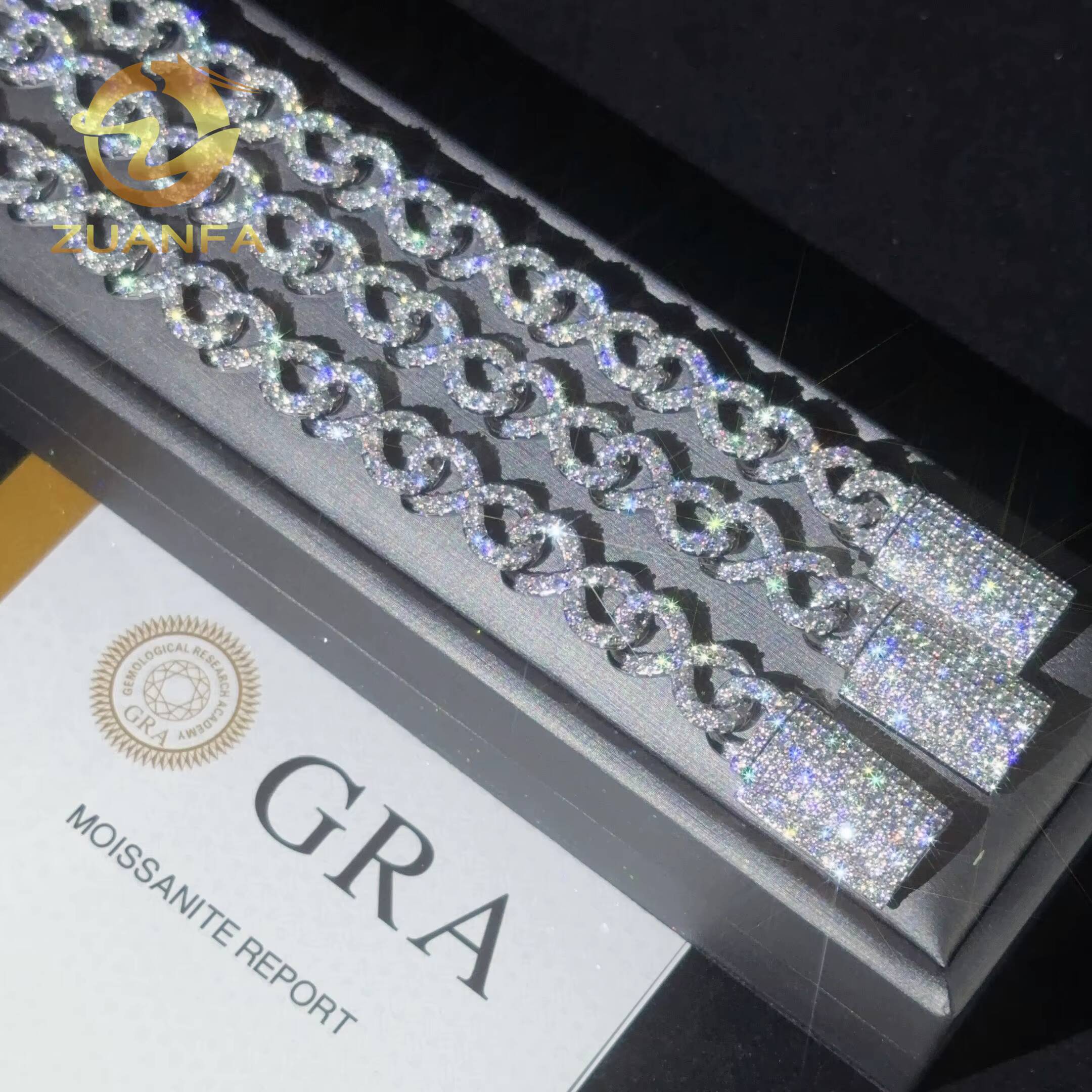 Instock Mini Infinite Cuban Link Chain Moissanite Bracelet Hip Hop Jewelry Iced Out Men Women Moissanite Bracelet 925 Silver