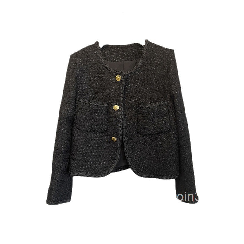 French Style Fashionable Thick Woolen Coat for Women Black Autumn New Slim Fit for Dating and Outings with Best Friends Nanyou
