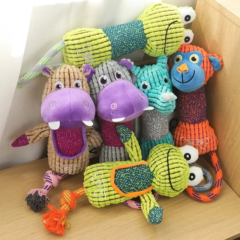 Dog Toy Animals Shape Bite Resistant Squeaky Toys Corduroy for Small and Large Dogs Puppy Pet Training Accessories 250729