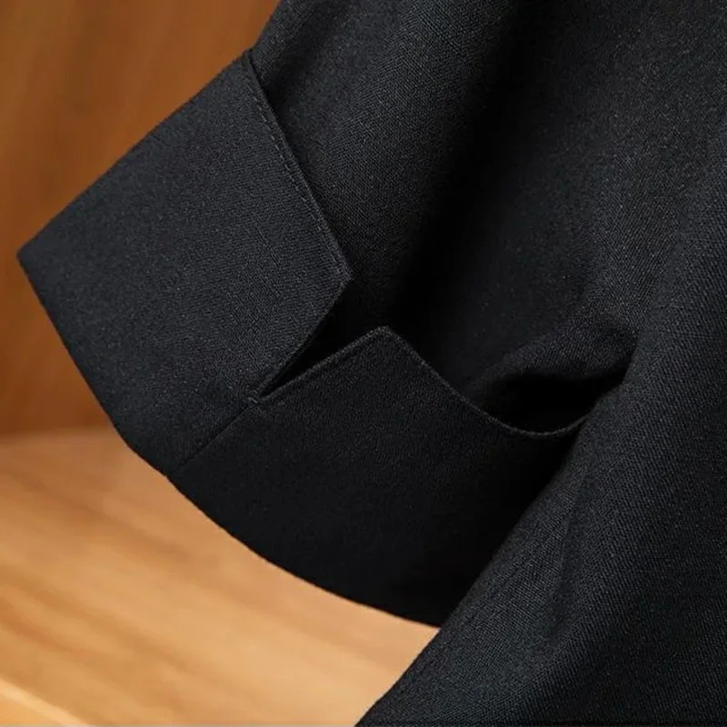 Korean Fashion Slim Jackets Casual Womens Suit Blazer Elegant Turn Down Collar Single Button Short Sleeve Coat Summer 250729