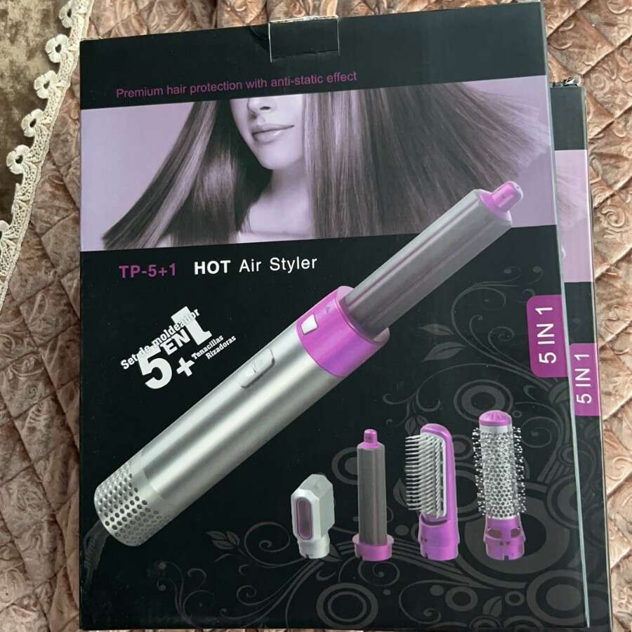 5-In-1 Curling Iron Curler Straightening Comb Suction Hair Dryer Non-Damaging