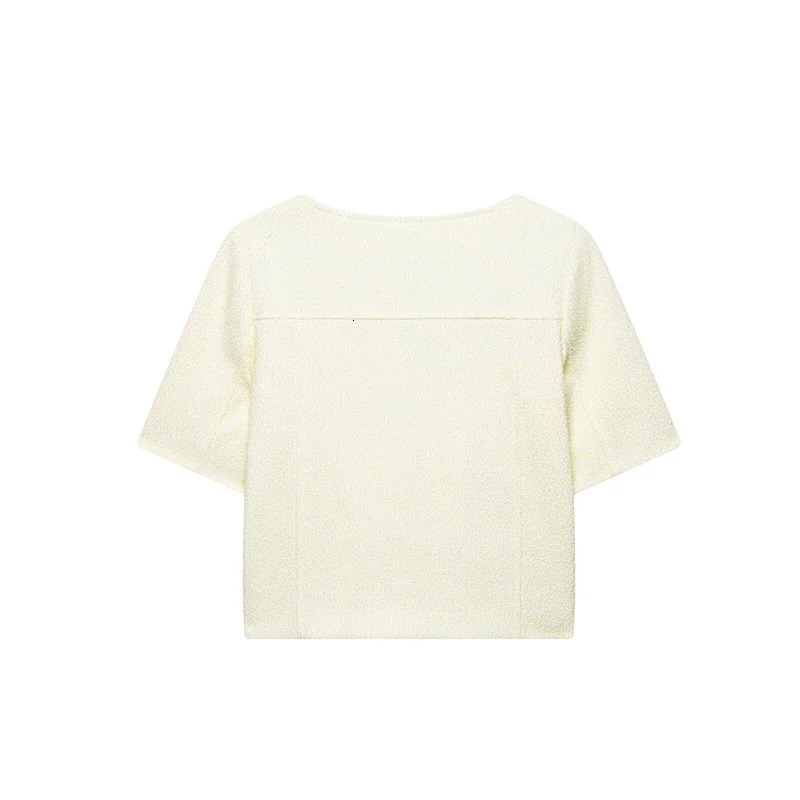 100% Cotton Womens Fashion With Pockets Solid Double Breasted Jackets Vintage Square Collar Short Sleeves Female Chic Lady Outfits 250729