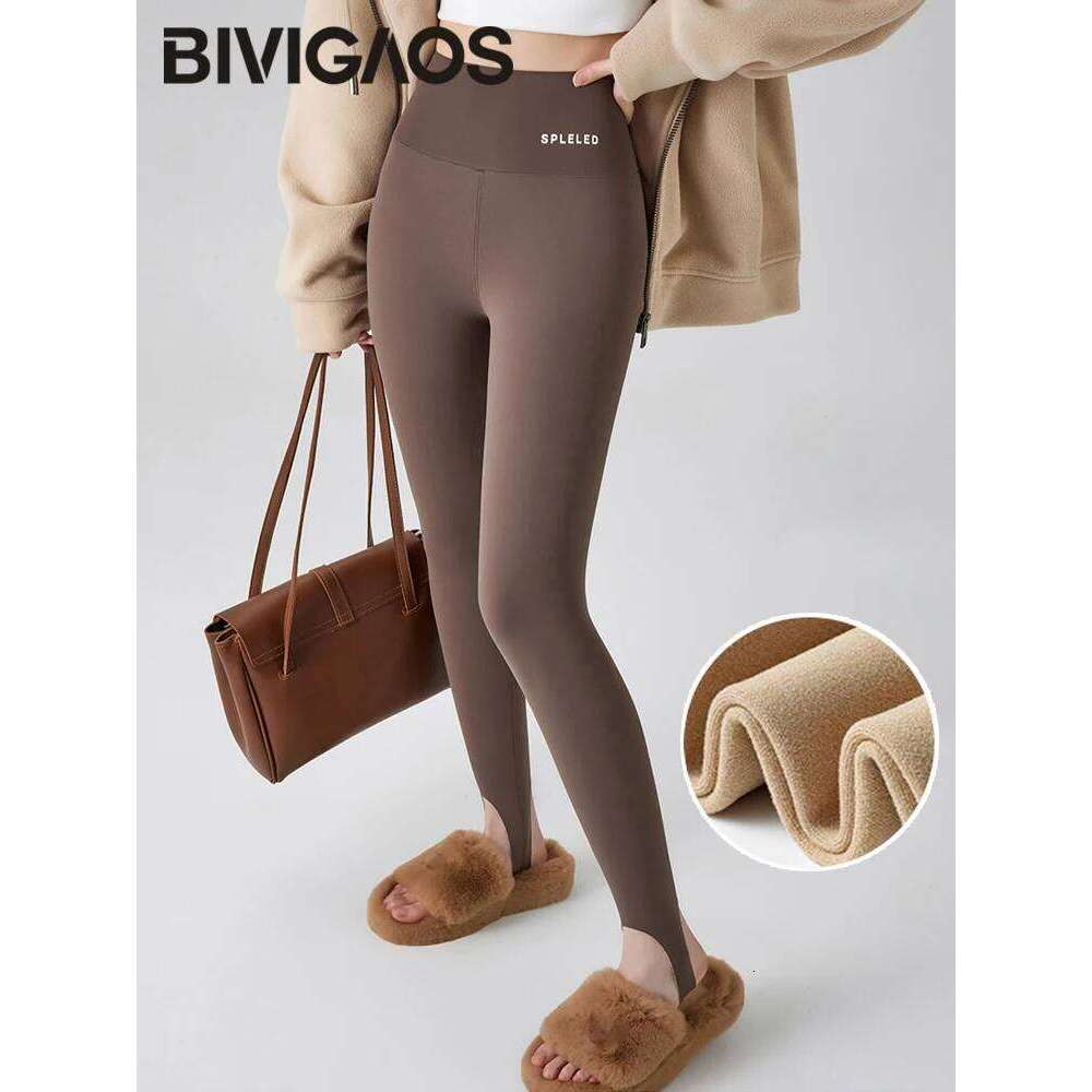 BIVIGAOS Autumn Winter New Rabbit Fleece Thicken Boots Women Slim Foot Pants Yoga Fiess Sports Warm Shark Leggings