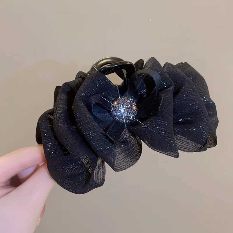 Korean Ribbon Feather Bow Hair Claws for Women Girls Hair Clip Simple Elegant Barrette Black Grab Clip Fashion Hair Accessories Z250729