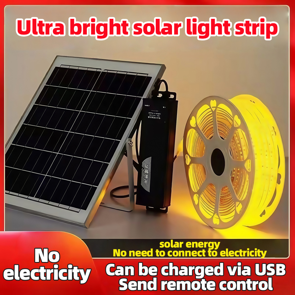 Solar Strip Self-Adhesive Waterproof Courtyard Villa Atmosphere Outdoor Super Bright LED Line String Flashing Light