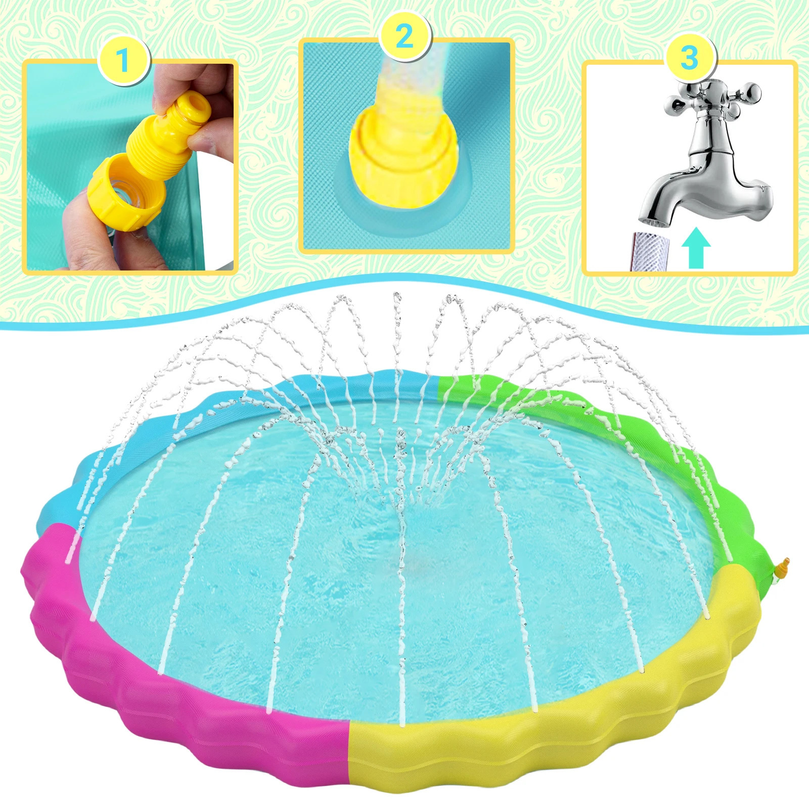 Splash Pad for Dogs NonSlip Pets Summer Outdoor Water Toys Sprinkler Pool Play 250729