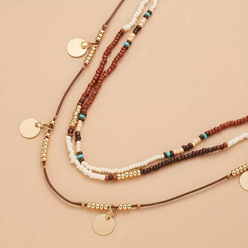 Bohemian Ethnic Style Beaded Multi-layer Pendant Necklace Ladies Personalized Retro Holiday Party Accessories Jewelry 250729
