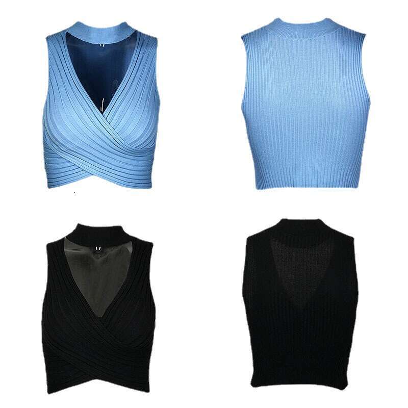 Women's Summer Ins Halter Neck Spicy Girl BM Knitted Top Outerwear Inner Wear Ladies Small Camisole Vest B5