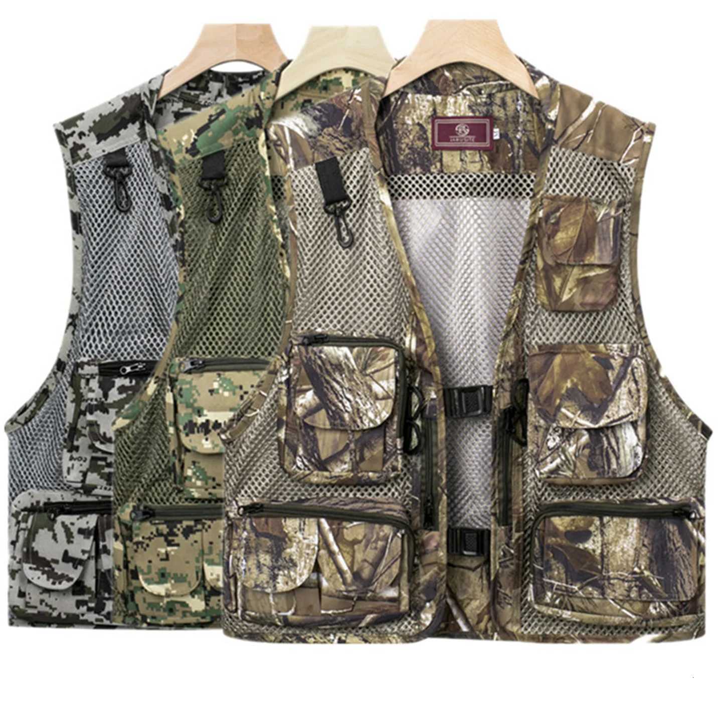 Summer Mens Camouflage Hunting Vest Tank Top MultipLE POCkets Mesh BreathabLE SLEeveLEss Outdoor Fishing Waistcoat Z250728